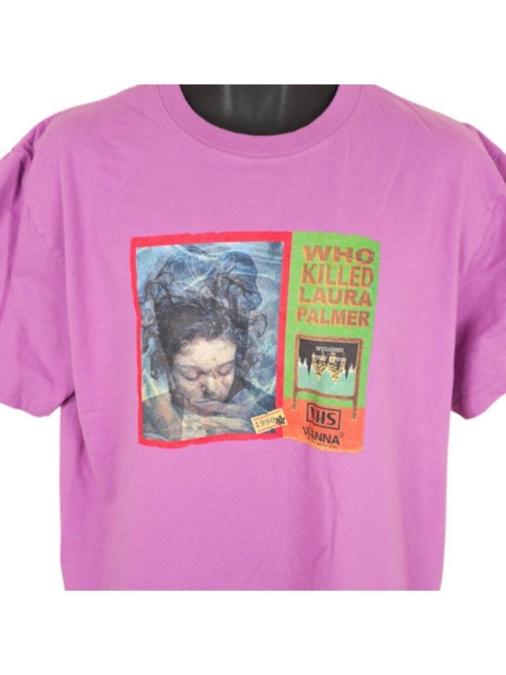 Twin Peaks T Shirt Mens Size XL Pink Purple Who Killed Laura Palmer Wanna
